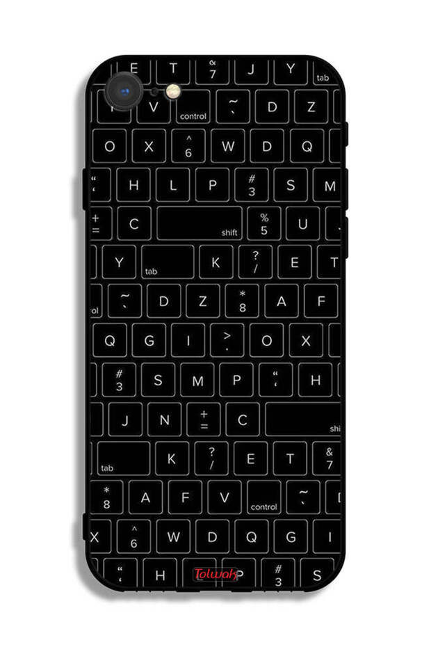 جراب حماية لجهاز Apple iPhone 8 بنمط مفاتيح لوحة المفاتيح العشوائية - 2