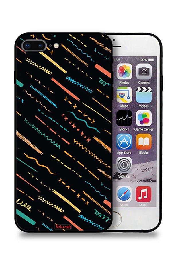 جراب حماية لجهاز Apple iPhone 8 Plus بنمط خطوط تجريدية X - 1