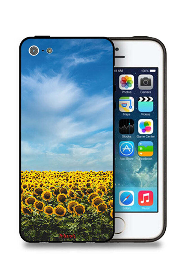 غطاء حماية لجهاز Apple iPhone 5/5s/SE بطبعة عباد الشمس تحت السماء