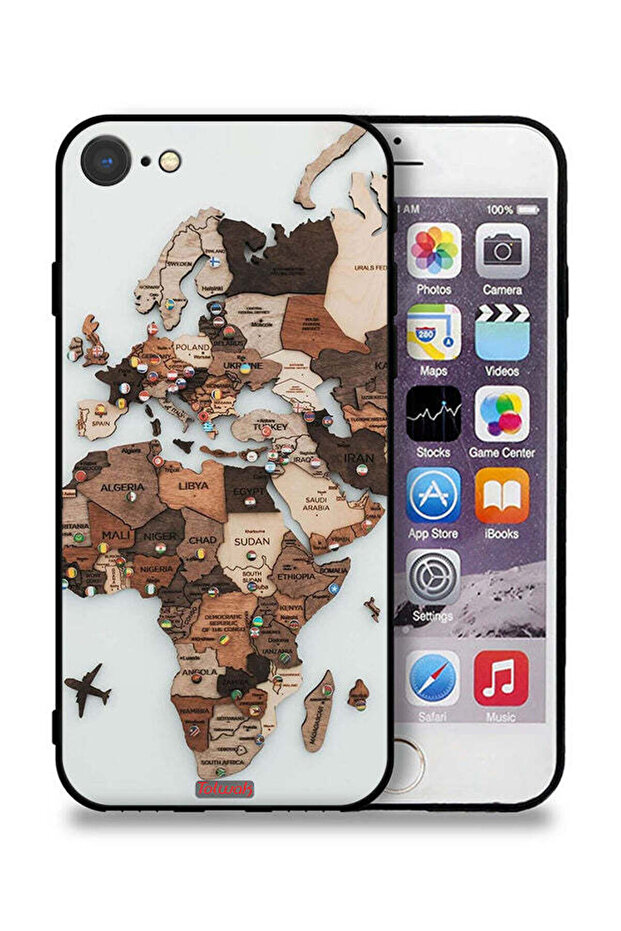 جراب حماية Apple iPhone SE (2022) برسومات خريطة العالم