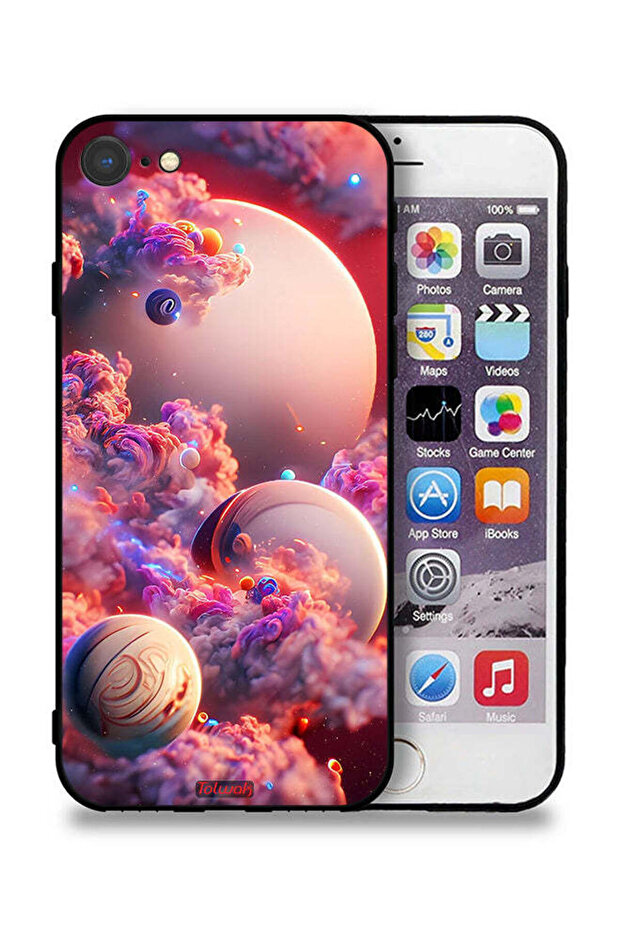 غطاء حماية لجهاز Apple iPhone 8 بطبعة غيوم وفن تجريدي