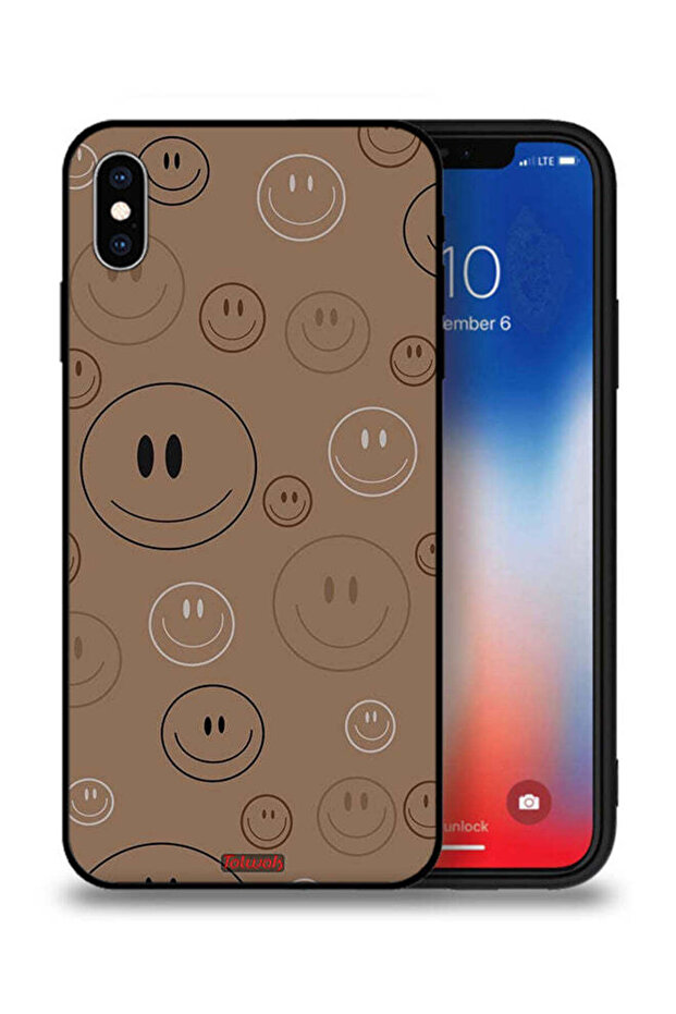 جراب حماية لجهاز Apple iPhone XS Max بنقشة وجوه مبتسمة - 1