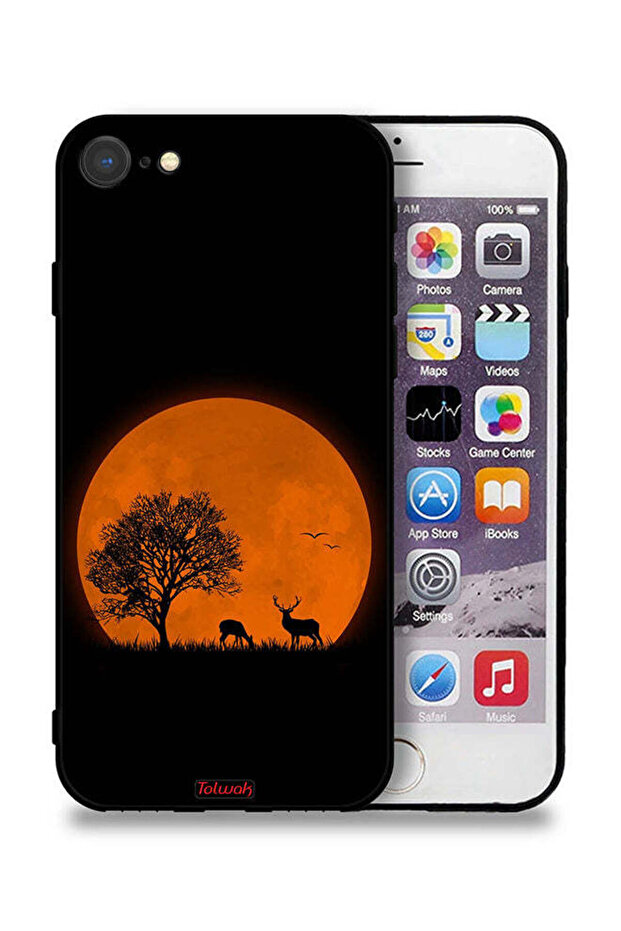 غطاء حماية لجهاز Apple iPhone 8 برسومات قمر المساء