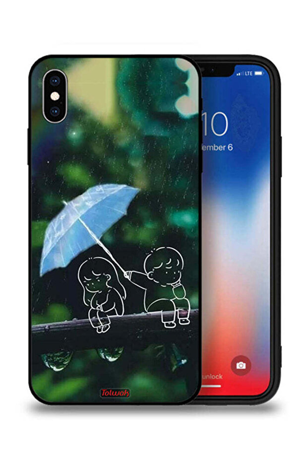 جراب حماية لهاتف Apple iPhone XS بتصميم زوجين من الفن التجريدي