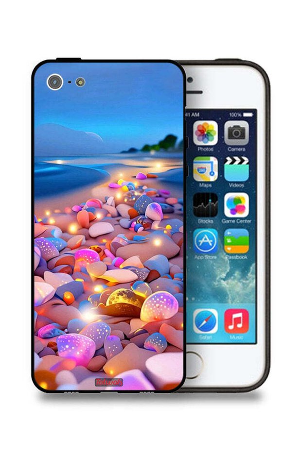 غطاء حماية لجهاز Apple iPhone 5/5s/SE برسومات أحجار فنية