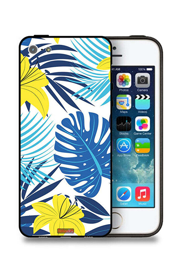 غطاء حماية لجهاز Apple iPhone 5/5s/SE برسومات ريش وزهور
