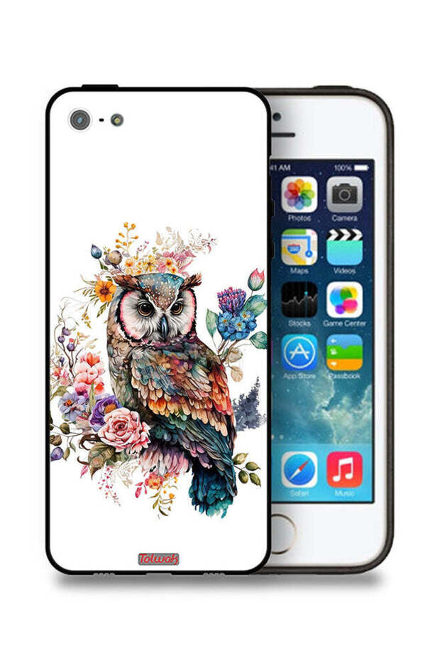 غطاء حماية لجهاز Apple iPhone 5/5s/SE بتصميم بومة فنية تجريدية