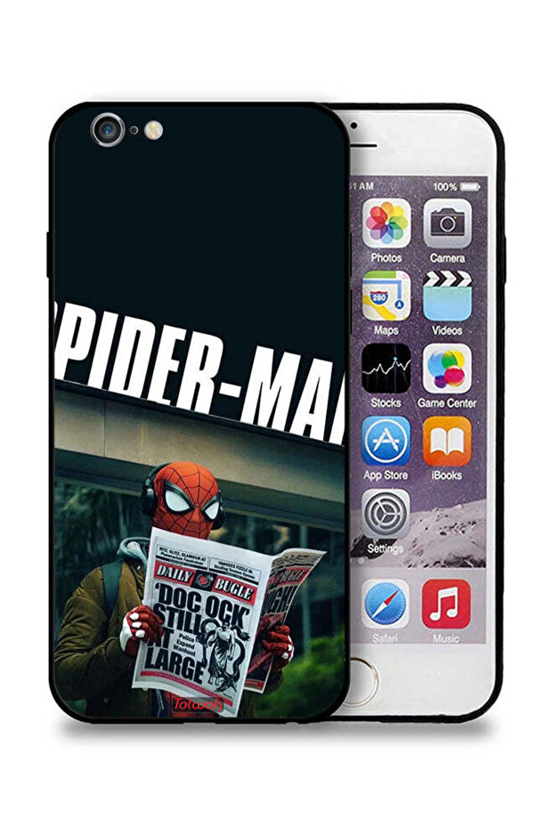 جراب حماية لجهاز Apple iPhone 6 Plus/6s Plus بتصميم سبايدرمان يقرأ جريدة