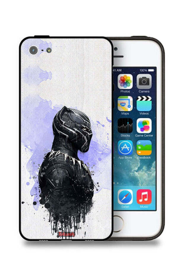 جراب حماية لجهاز Apple iPhone 5/5s/SE بتصميم النمر الأسود