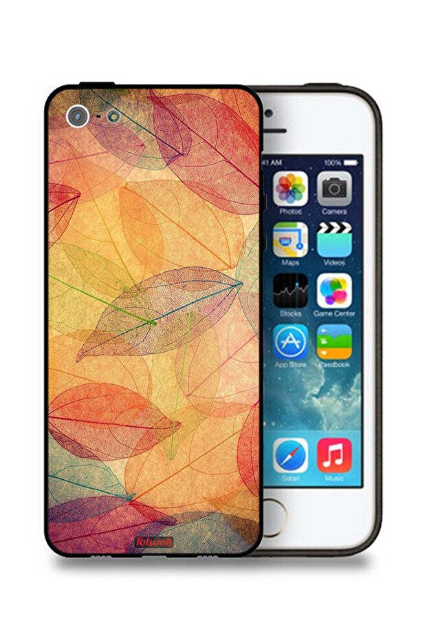 غطاء حماية لهاتف Apple iPhone 5/5s/SE برسومات أوراق تجريدية فنية رقمية