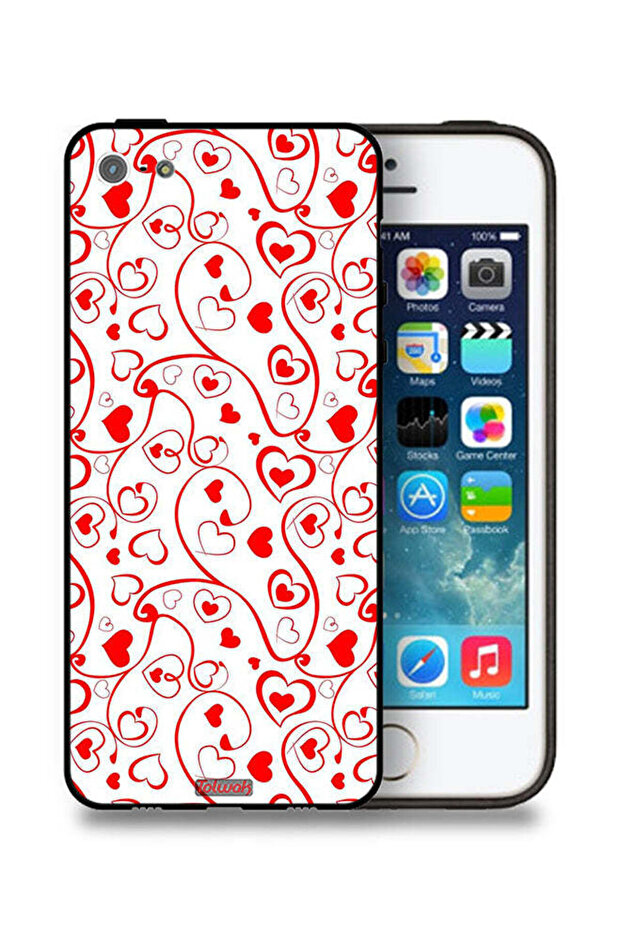 جراب حماية بنقشة قلوب لهاتف Apple iPhone 5/5s/SE