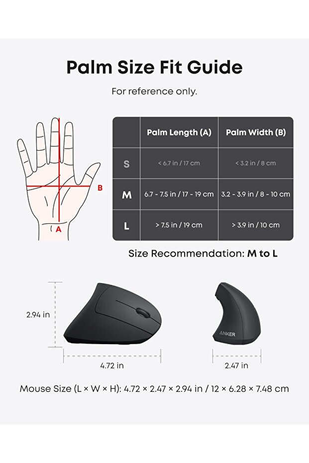 Wireless Vertical Mouse for Computers, Black - 9