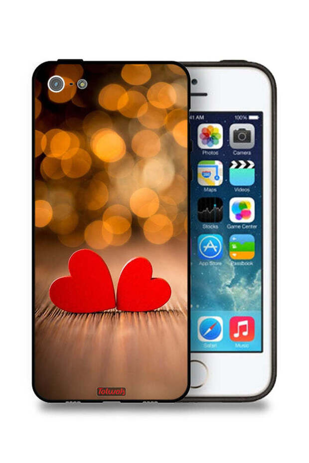 غطاء حماية لجهاز Apple iPhone 5/5s/SE بتصميم قلبين جميلين