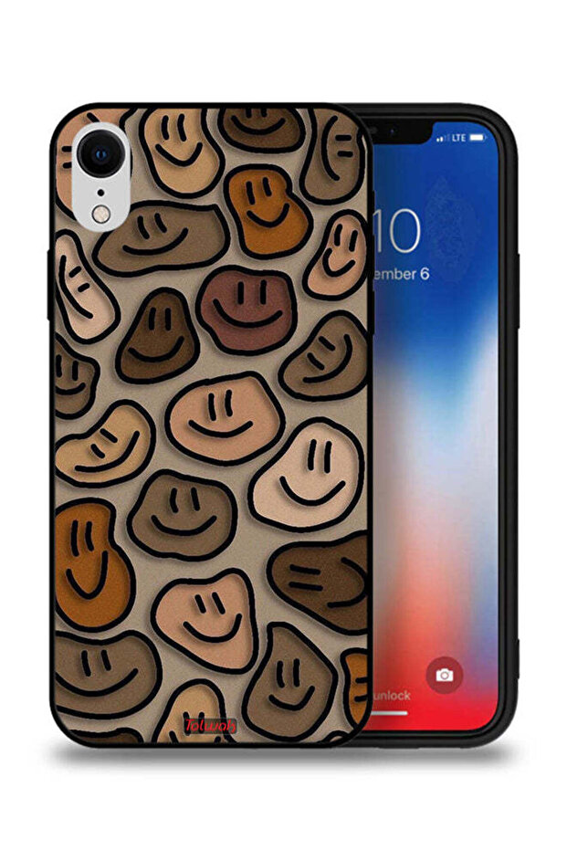 غطاء حماية لجهاز Apple iPhone XR برسومات وجوه مبتسمة