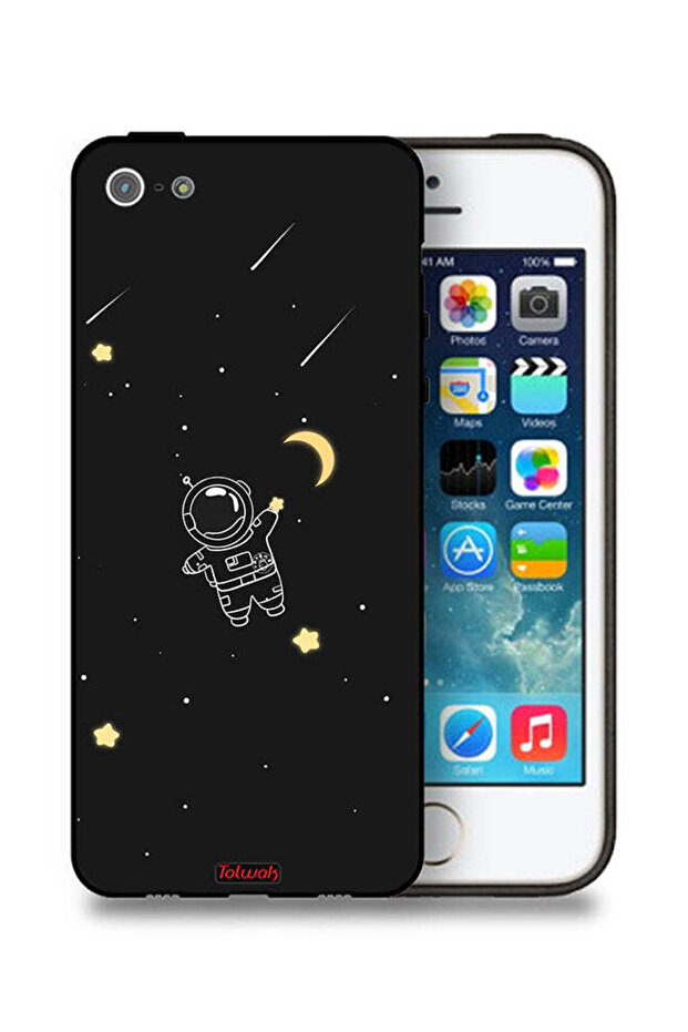 جراب حماية لجهاز Apple iPhone 5/5s/SE بمشبك فني لرائد فضاء