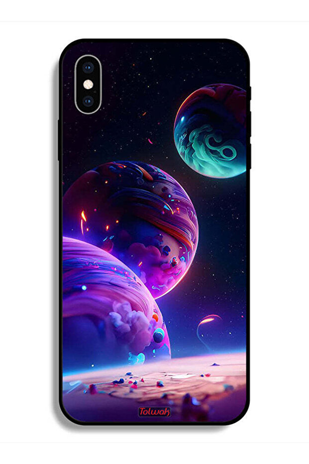 جراب واقٍ لجهاز Apple iPhone X بنمط كوكبي - 1