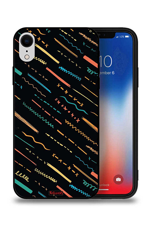 جراب حماية لجهاز Apple iPhone XR بنمط خطوط تجريدية X