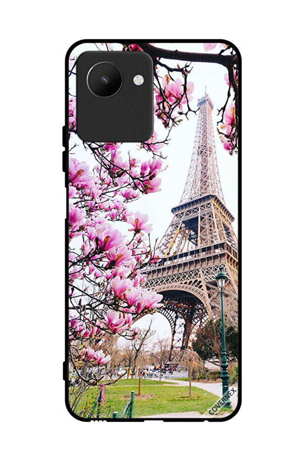 غطاء حماية لهاتف Realme C30s - زهور وبرج إيفل