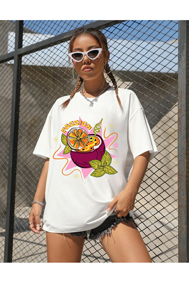Women's White Oversize Loose Cut T-Shirt Simple Crew Neck Cotton Summer Plain Basic