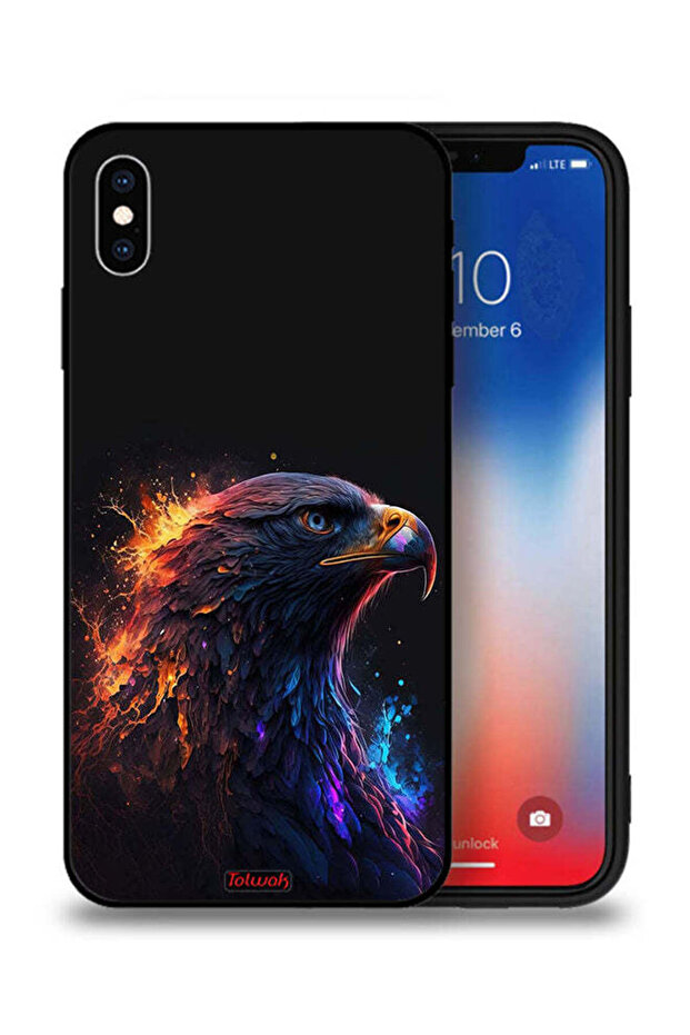 غطاء حماية لجهاز Apple iPhone XS Max بتصميم فن النسر - 1