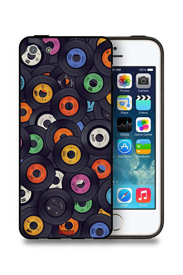 جراب حماية لجهاز Apple iPhone 5/5s/SE بنقشة أقراص مضغوطة - 1