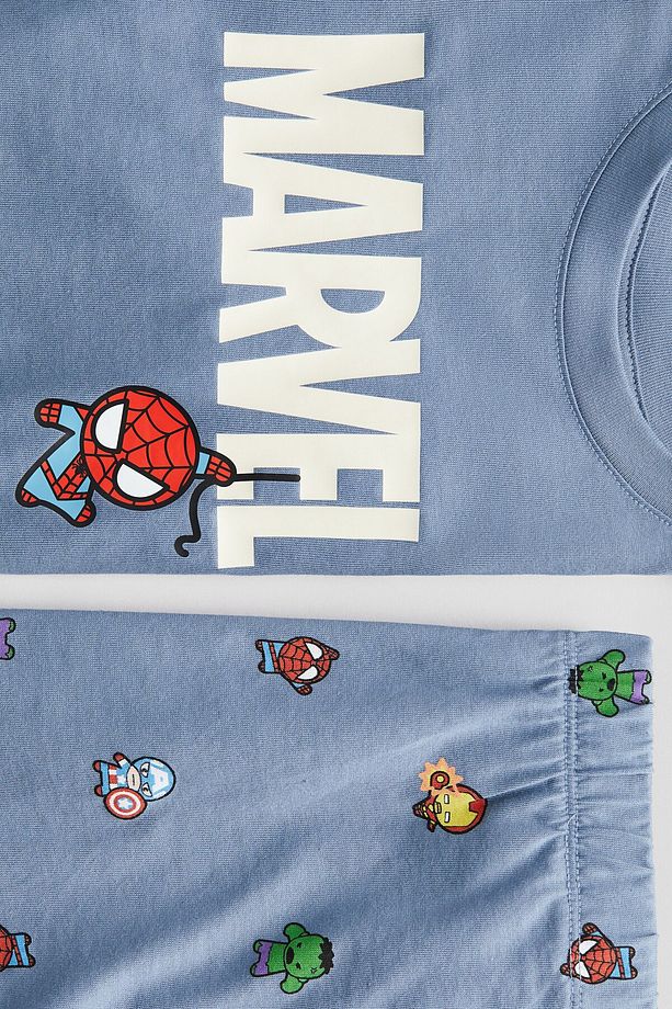 Pamuklu ve Baskılı Jarse Pijama Takımı - 2
