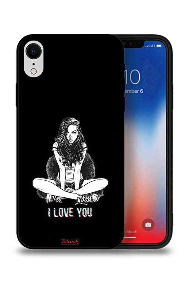 جراب حماية لجهاز Apple iPhone XR مطبوع عليه عبارة "أحبك"