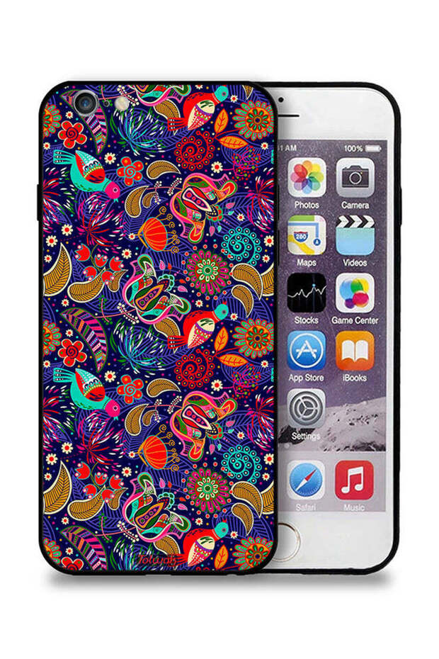 جراب حماية لجهاز Apple iPhone 6 Plus/6s Plus بنمط طيور وأوراق وأزهار ملونة