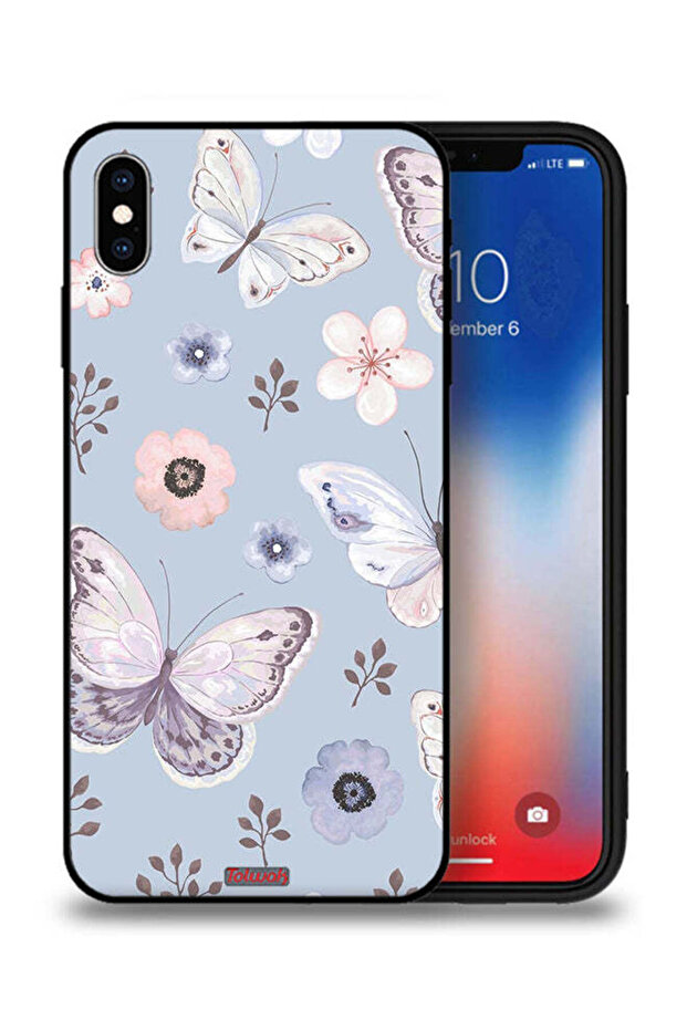غطاء حماية لهاتف Apple iPhone XS Max بنقشة فراشات وزهور