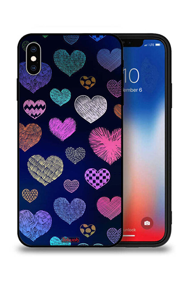 غطاء حماية لجهاز Apple iPhone XS بنقشة قلوب داجا