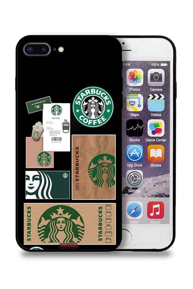غطاء حماية لجهاز Apple iPhone 7 Plus بملصق ستاربكس