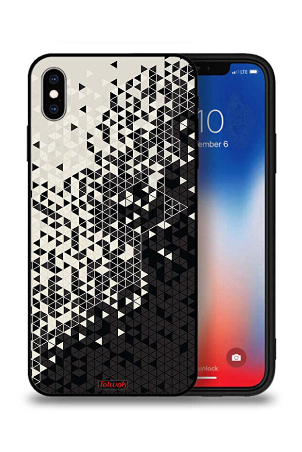 غطاء حماية لجهاز Apple iPhone XS بنمط مثلث فني رقمي - 1