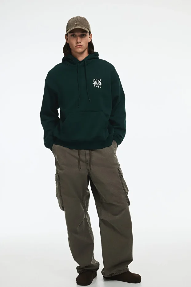 Loose Fit Baskılı ve Kapüşonlu Üst - 1