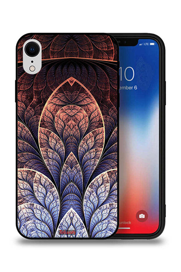 غطاء حماية لجهاز Apple iPhone XR بتصميم زهور كسورية تجريدية