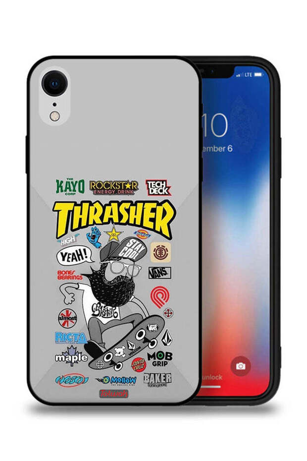 غطاء حماية لجهاز Apple iPhone XR بملصق Thrasher