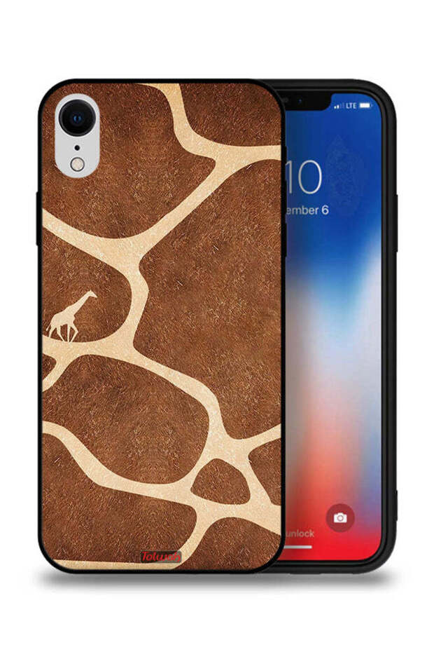 غطاء حماية لجهاز Apple iPhone XR بجلد الزرافة