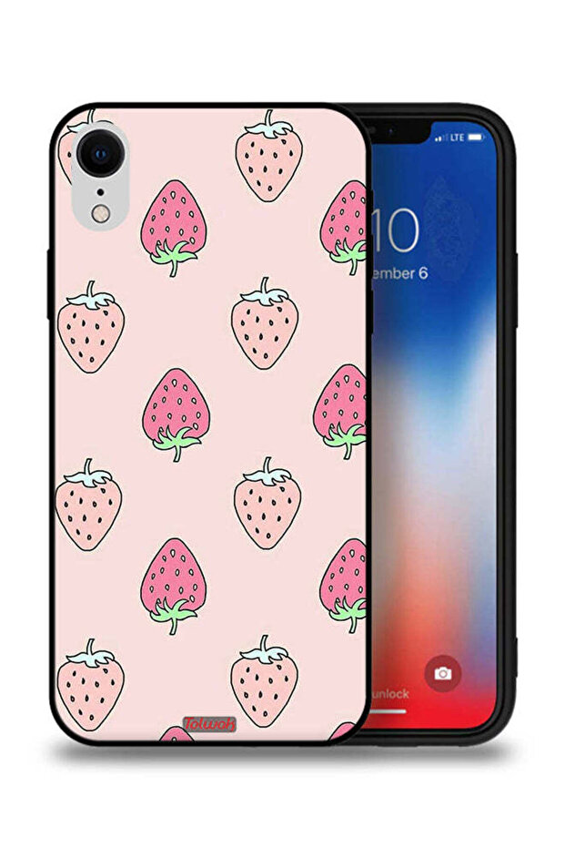 غطاء حماية لجهاز Apple iPhone XR بتصميم أيقونة الفراولة