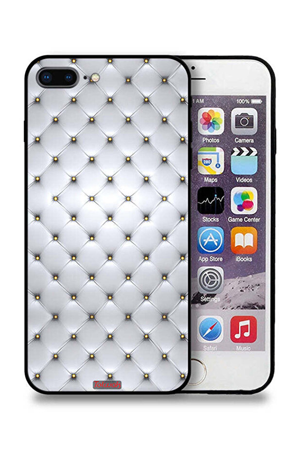 غطاء حماية لجهاز Apple iPhone 8 Plus مطبوع عليه طوابع على القماش