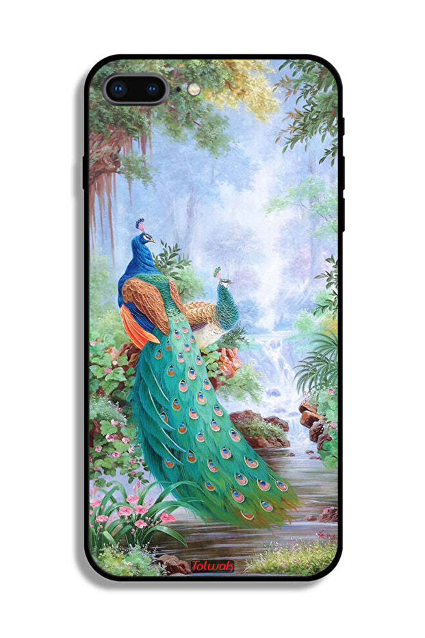 غطاء حماية لجهاز Apple iPhone 8 Plus بتصميم الطاووس - 2