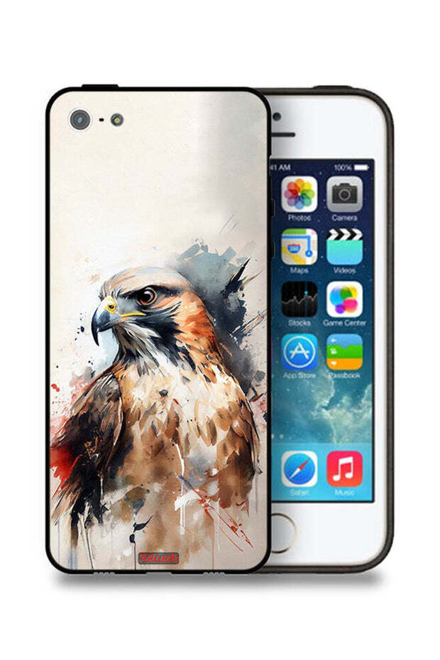 غطاء حماية لجهاز Apple iPhone 5/5s/SE بتصميم فن تجريدي للنسر