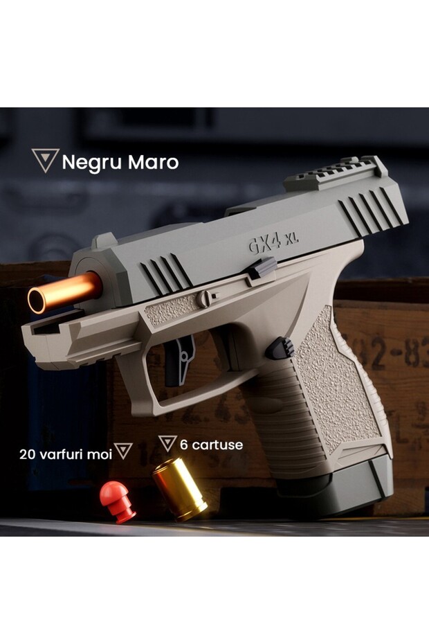 Toy Gun Self-Loading with 20 Soft Bullets Realistic Empty Case Ejection BlowBack - 2