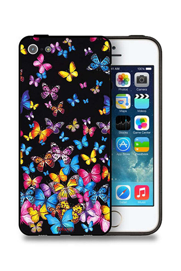 غطاء حماية لأجهزة iPhone 5/5s/SE من Apple بنقشة فراشات ملونة