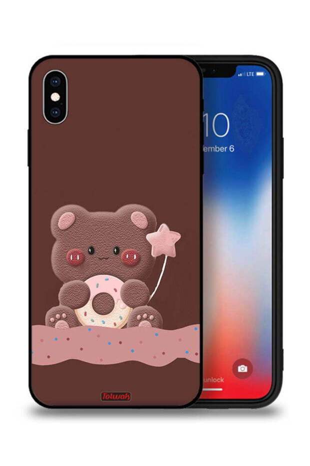 غطاء حماية من Apple iPhone XS بتصميم دب دونات