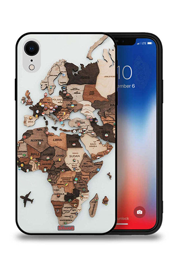 جراب حماية لجهاز Apple iPhone XR بتصميم خريطة العالم