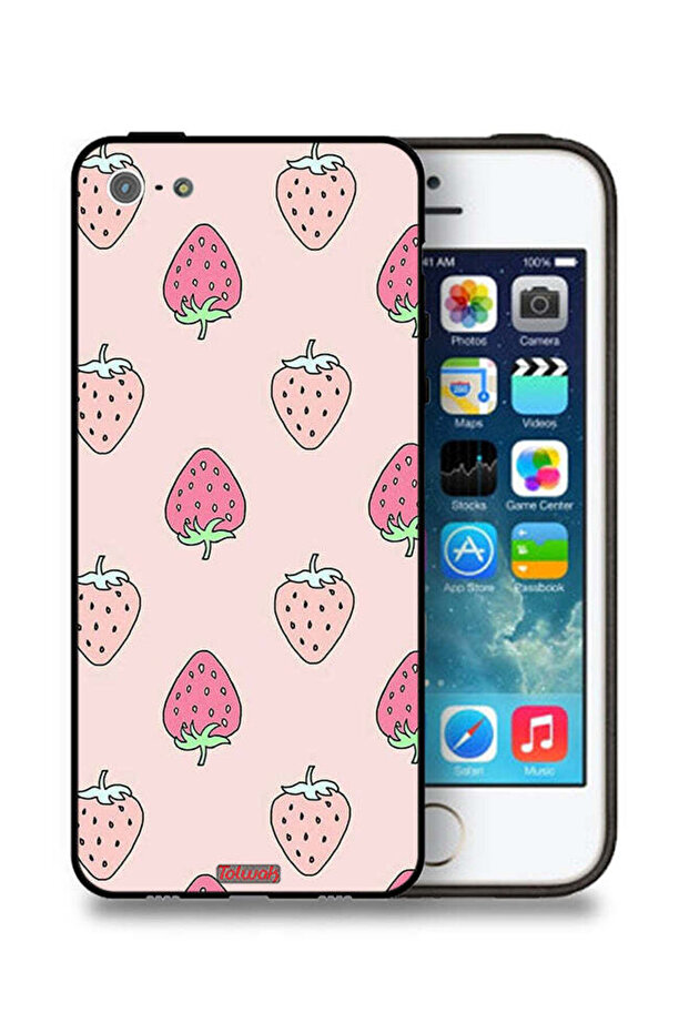 غطاء حماية لجهاز Apple iPhone 5/5s/SE بتصميم أيقونة الفراولة