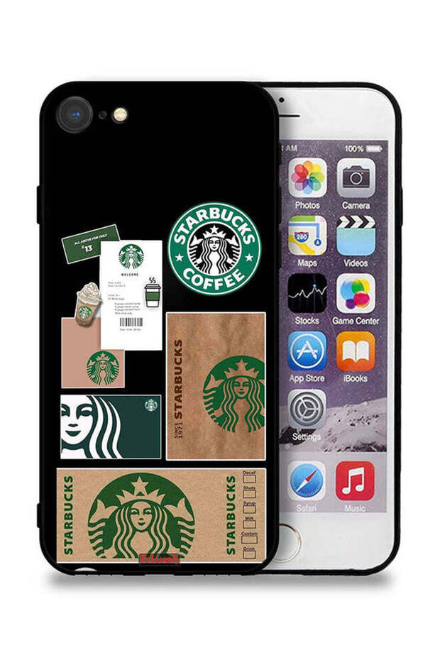 غطاء حماية لجهاز Apple iPhone 8 بملصق ستاربكس