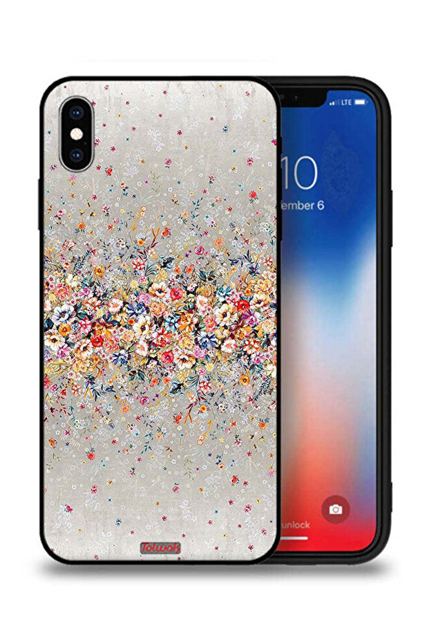 جراب حماية لجهاز Apple iPhone XS Max برسومات زهور صغيرة وفن تجريدي