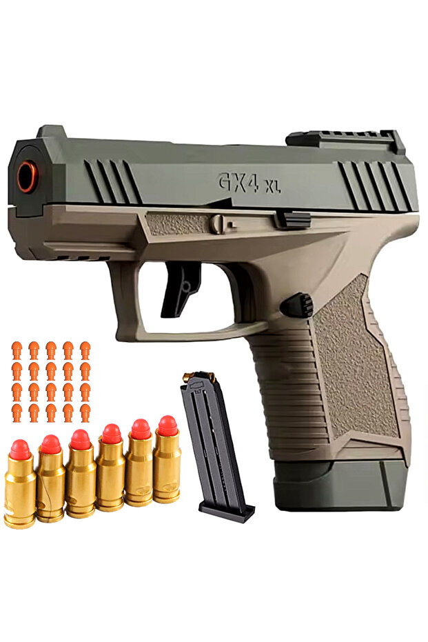 Toy Gun Self-Loading with 20 Soft Bullets Realistic Empty Case Ejection BlowBack - 1