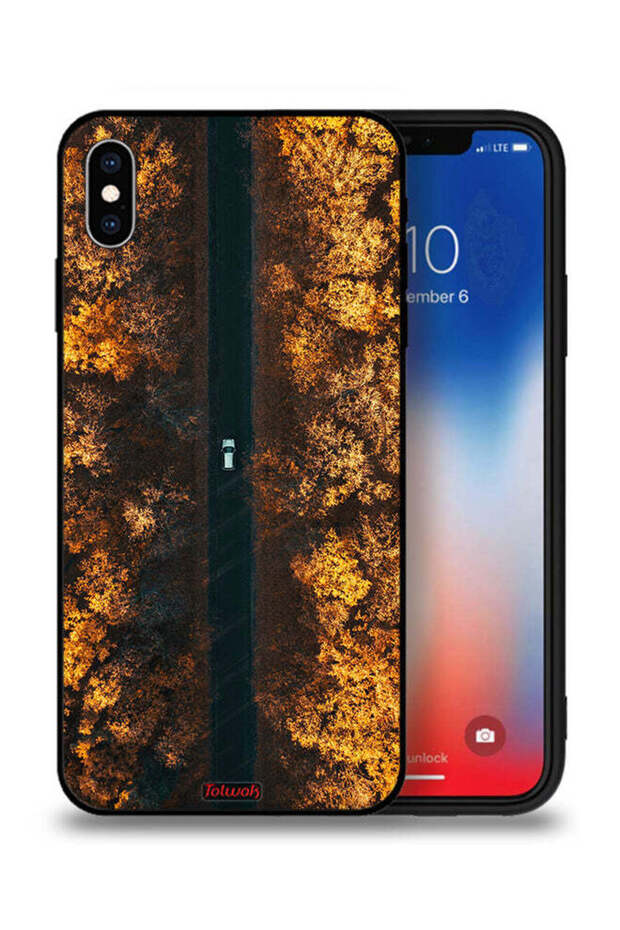 غطاء حماية لجهاز Apple iPhone XS Max مطبوع عليه "طريق في أشجار الخريف"
