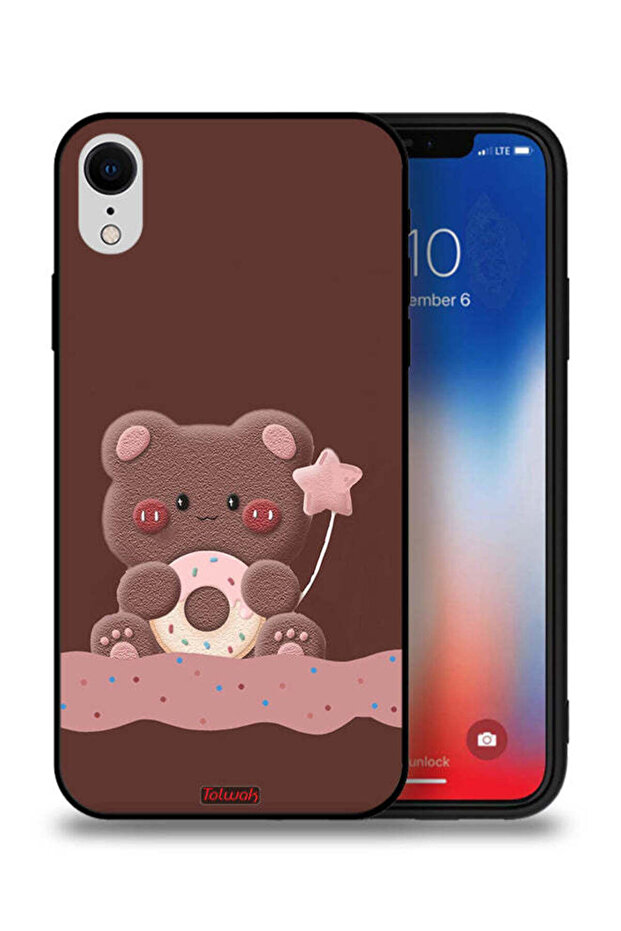 غطاء حماية لجهاز Apple iPhone XR بتصميم دب الدونات
